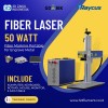 Zaiku Fiber Laser Marking Rotary Raycus 50 Watt Grafir Engraving Besi - Full Set